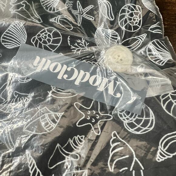 ModCloth Seashells Dress 8 Black Beach Vacation Cutout Linen Retro Coastal New - Picture 9 of 9